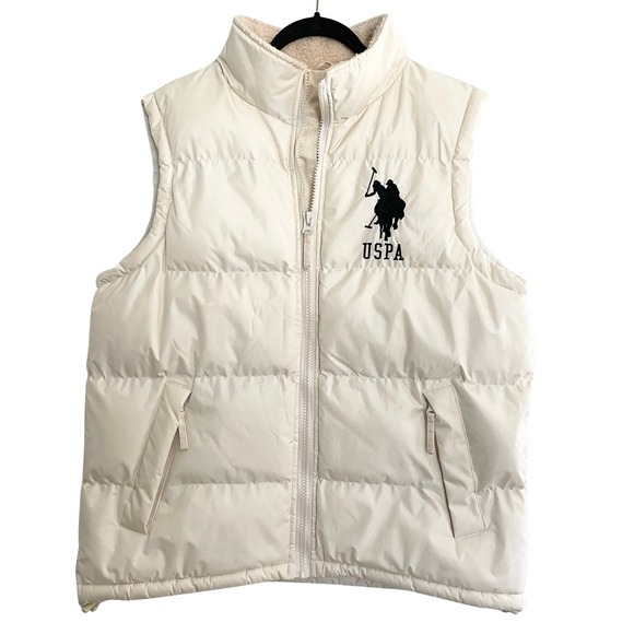 US Polo Assn Puffer Vest‎ Fleece Lined Sleeveless Jacket USPA Logo M Streetwear - Picture 1 of 15